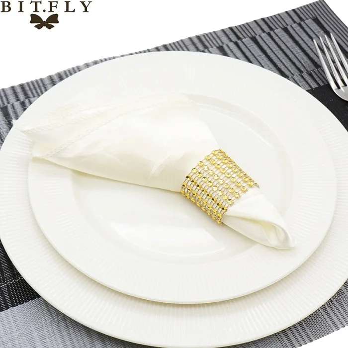 Ivory 50 шт. 50 см свадебные салфетки для стола квадратная атласная ткань салфетка ткань карман платок для дня рождения дома вечерние отель золотой белый - Цвет: Ivory
