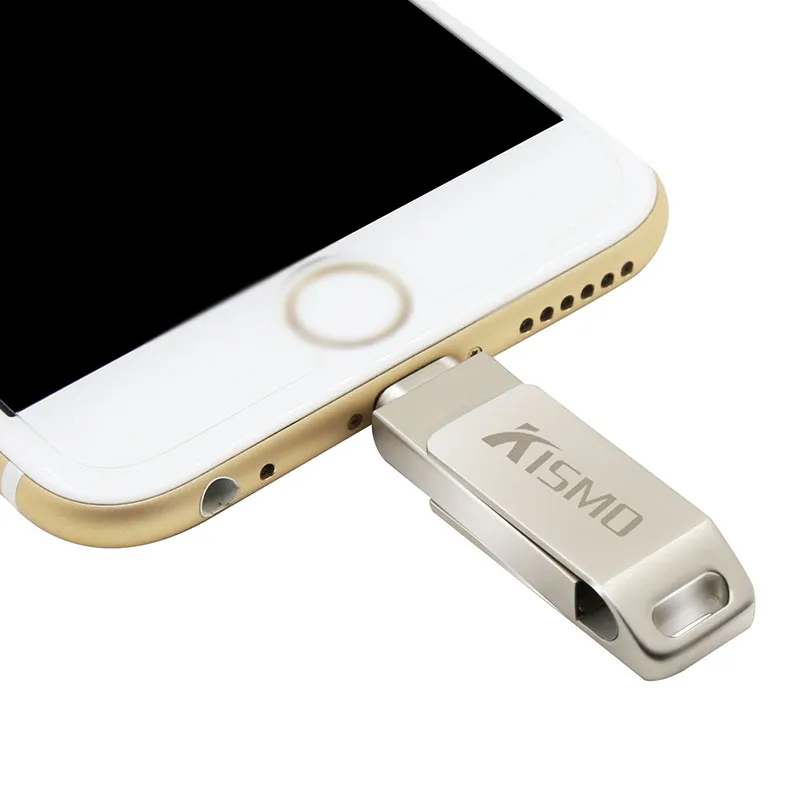 Kismo OTG USB Flash Drive Metal USB2.0 Pen Drive 16gb 32gb 64gb 128gb lightning Memory Stick For iPhone X 8 7 6 Plus 6S ipad Air