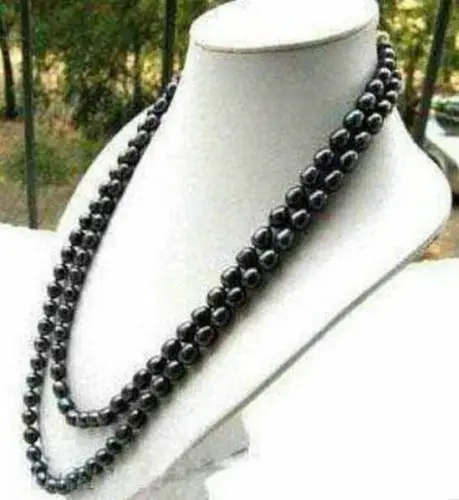 

NEW Natural 48" 9-10MM Black Akoya Cultured Pearl Necklace