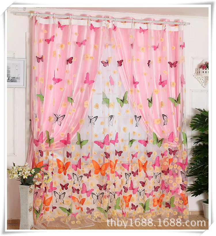 Тюлевые занавески для окна с бабочкой пасторальная дверь Балконная занавеска