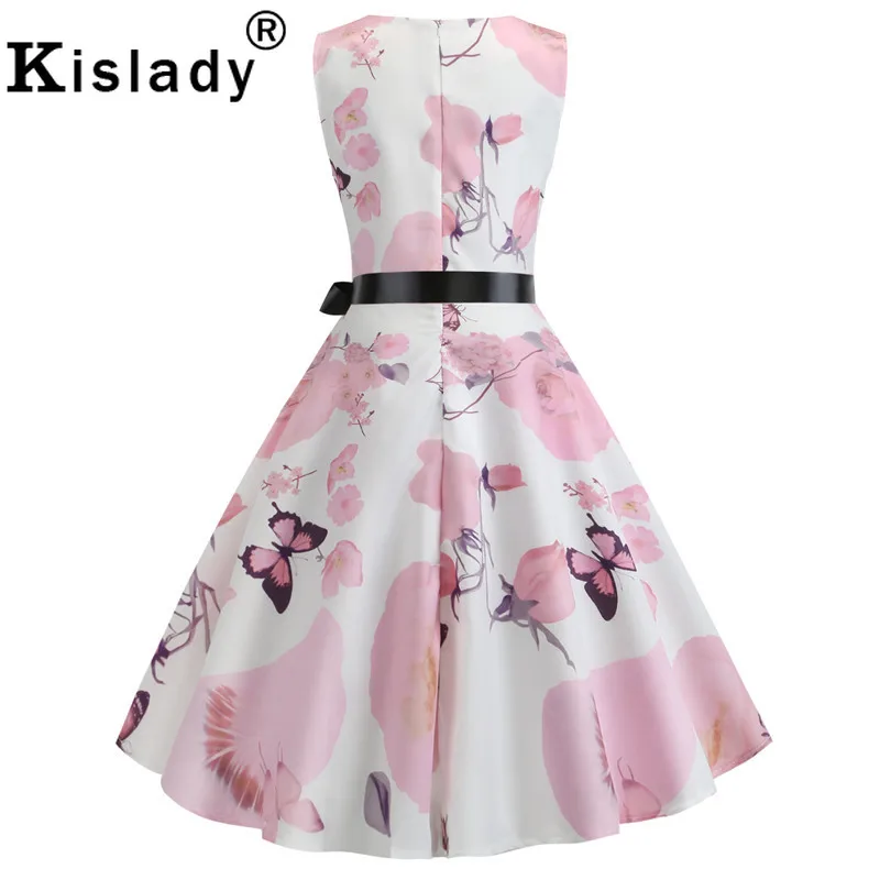 Summer Women's Butterfly Music Note Print Vintage Dress Striped Sleeveless Swing Black Casual Plus Size Vertidos | Женская одежда