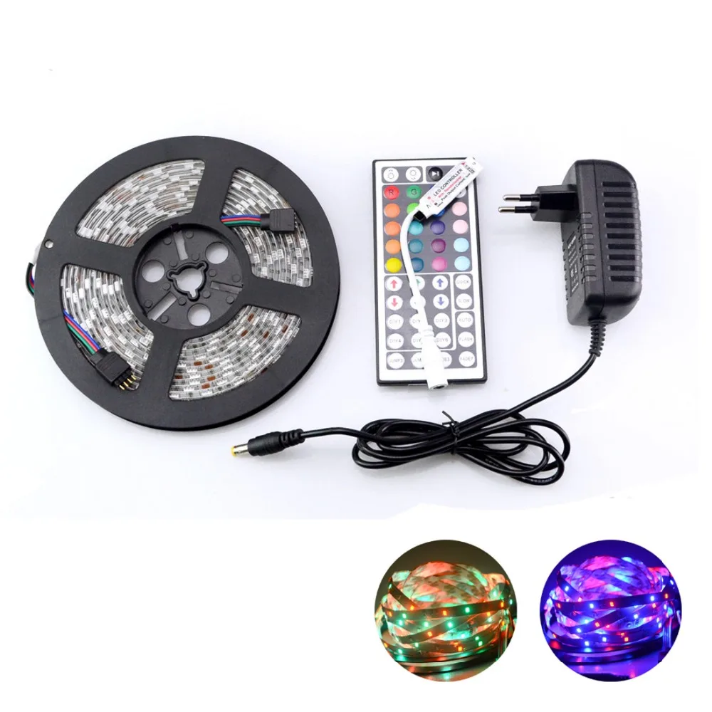 2017 Новинка 12В RGB Светодиодная лента 3528/5050 SMD 5 м 300Led 60LED/M лампы DC rgb лампа + 44key ИК