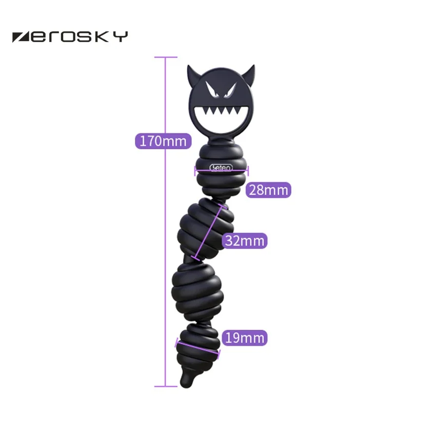 Silicone Anal Beads Plugs Black Evil Prostate Stimulation Butt Plug G spot Massage Sex Toys for Women Men Zerosky | Красота и