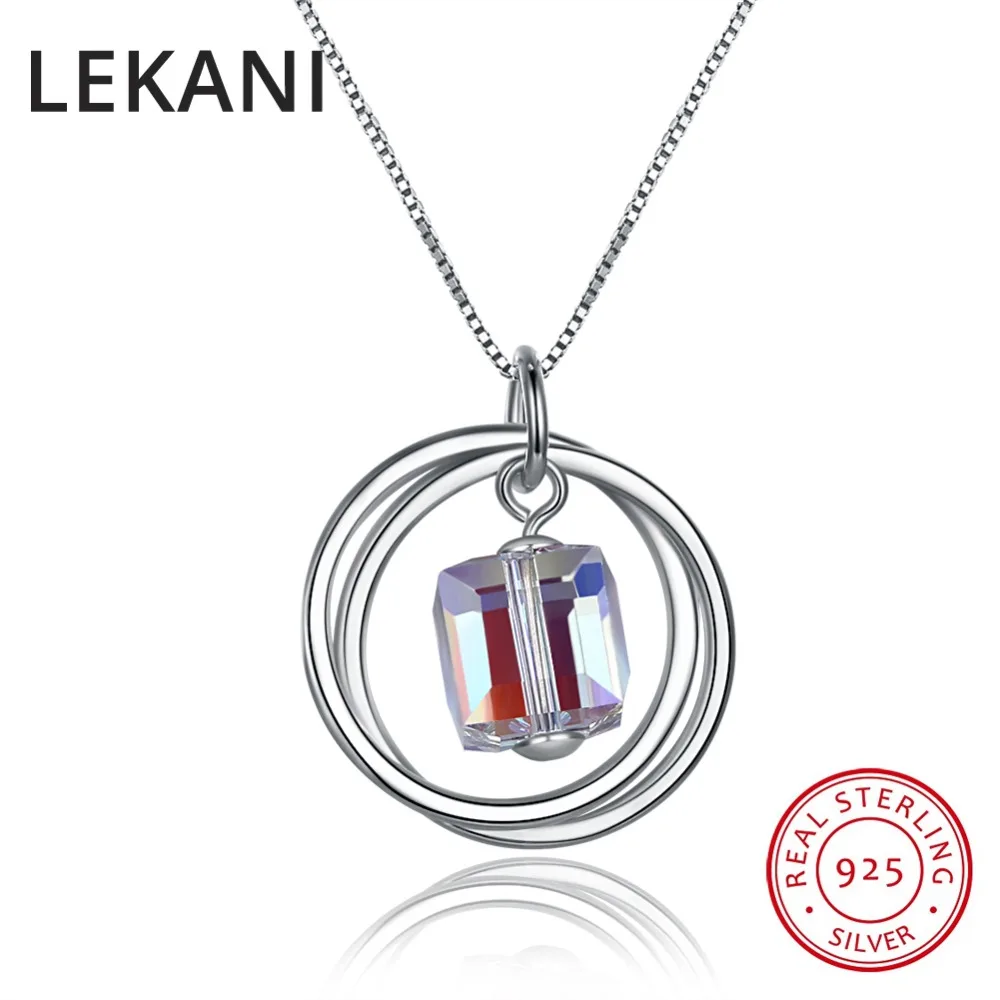 LEKANI модные круги кубики кристаллы от SWAROVSKI подвески ожерелья волшебное Макси