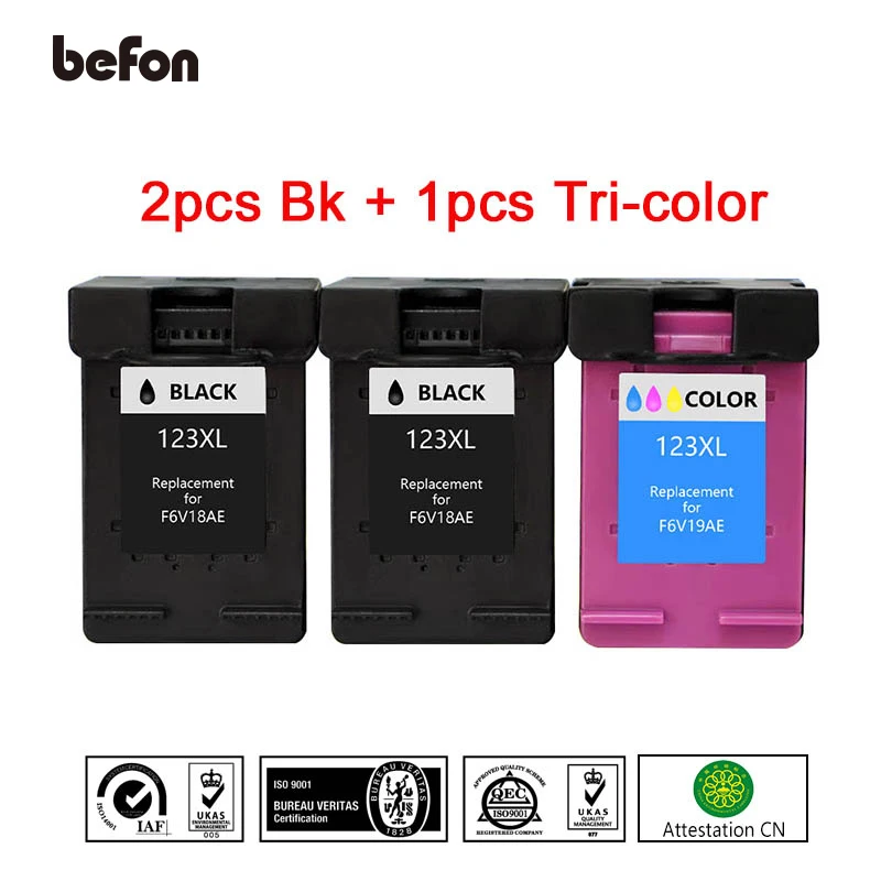 Сменный картридж befon 123XL 2 черный 1 цвет для HP 123 Deskjet 1110 2130 2132 2133 2134 3630|Чернильные