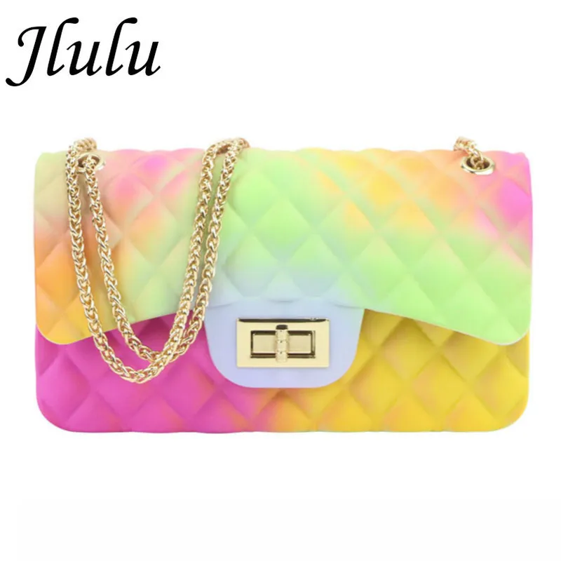 Jlulu 2019 радужные женские сумки мессенджеры красочное желе летняя сумка через