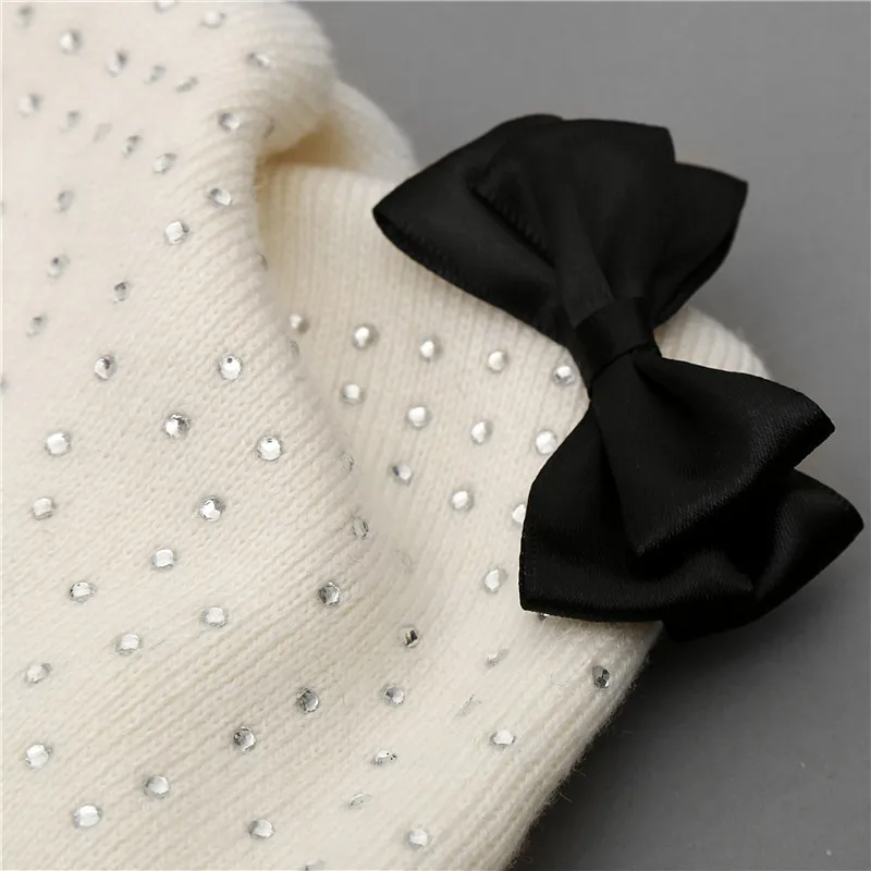 Шерстяная вязаная шапка Xthree с кроличьим мехом зимние весенние шапочки