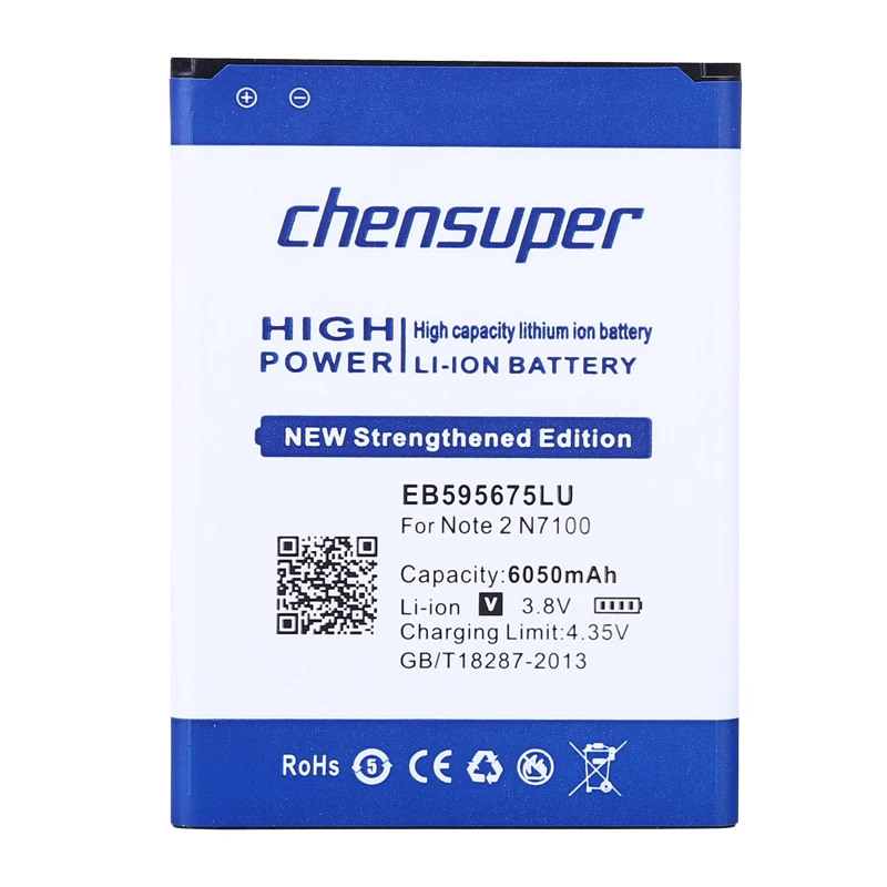 Аккумулятор chensuper для Samsung Galaxy Note 2 6050 мАч батарея N7100 N7105 N7102 GT-N7105 SHV-E250 EB595675LU |