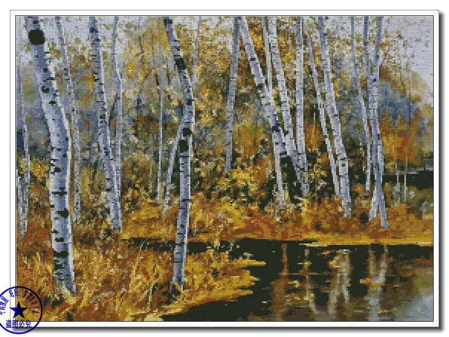 Высокое качество Лидер продаж красивый набор для вышивки крестиком осень береза