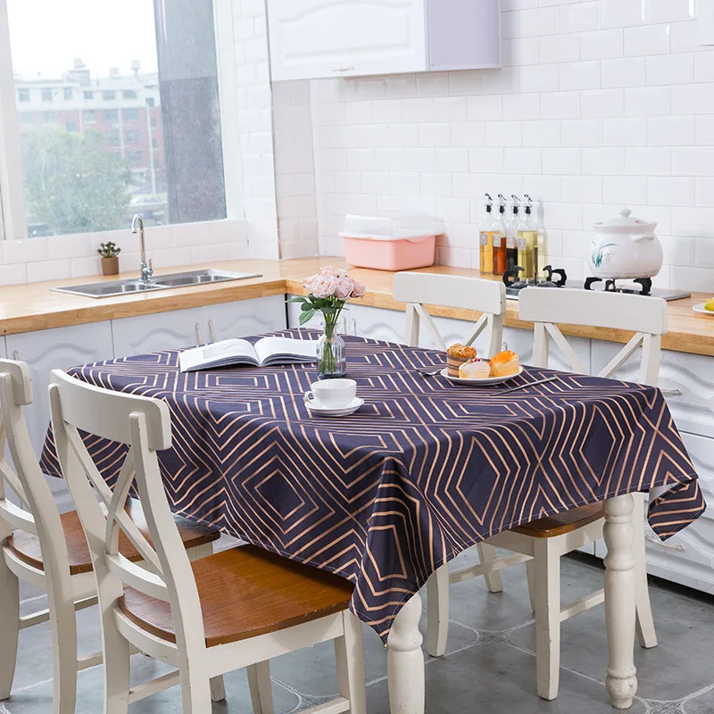 

Стильная льняная скатерть с геометрическим принтом, многофункциональная прямоугольная скатерть для стола, водонепроницаемая скатерть для...