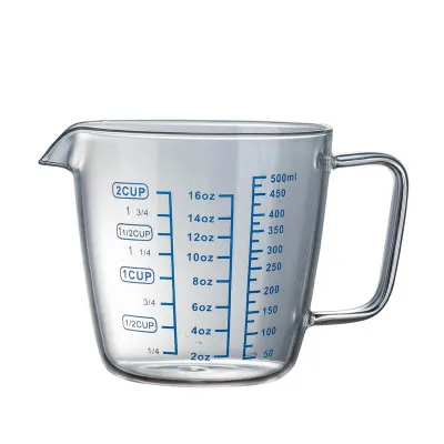 500ml 250/500 мл стеклянная мерная чашка, кувшин для молока, бариста, кружка для взбивания молока, латте, кувшин, кафе, сливки, чашка для сока, чая, эспрессо, кофейная чашка - Цвет: 500ml