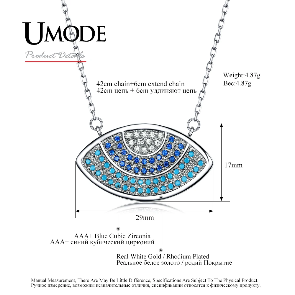 Новинка Модная бижутерия UMODE длинная цепочка с голубым кристаллом ожерелье