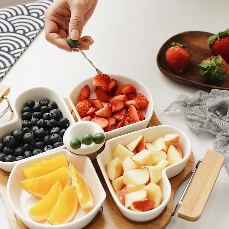 

Family Set Fruit tray ceramic Candy holder dried fruit organizer storage box share food with family enjoy Multi-grain snack box