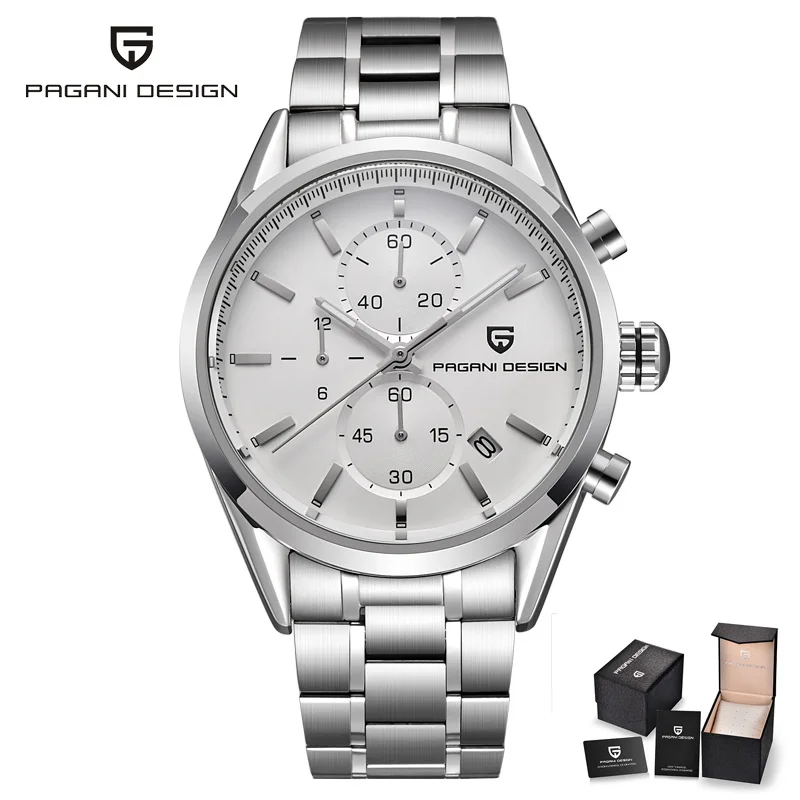 silver white-S PAGANI мужские часы, кожаные часы, Топ бренд класса люкс, кварцевые наручные часы для мужчин s, водонепроницаемые военные часы для мужчин, Relogios Masculino - Цвет: silver white-S