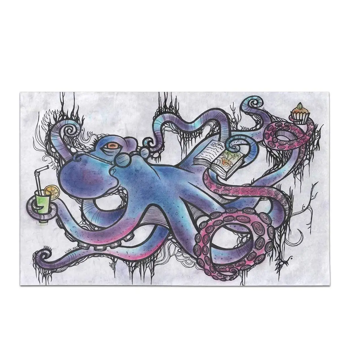 Fantasy Octopus Reads a Book Bath Rug Non-slip Bathroom Mat Inches | Дом и сад
