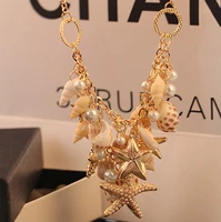 za new bohemian beaded chain ocean style pendant necklace women office lady imitation pearl starfish jewelry bijoux gifts