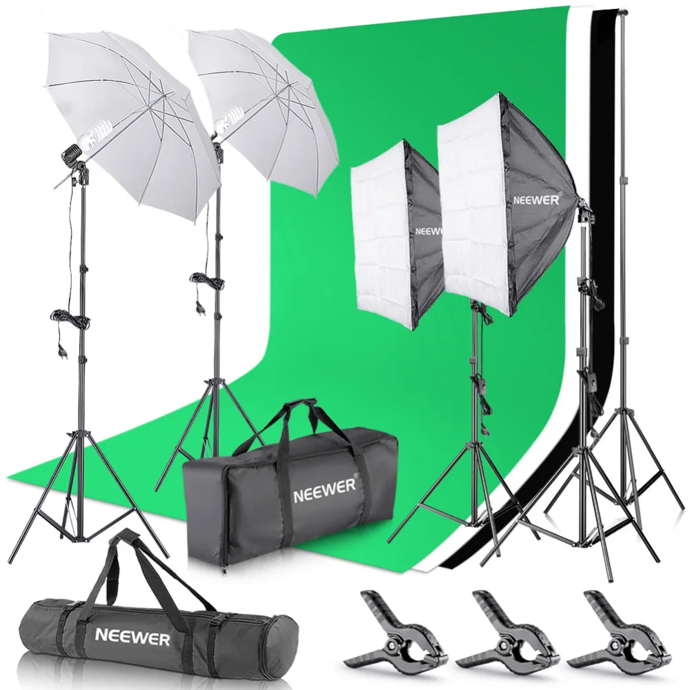 Neewer 2,6 м x 3 м/8.5ftx10ft система поддержки фона+ 800 Вт 5500 K Зонты освещение софтбокс комплект для фотостудии продукт/Портрет