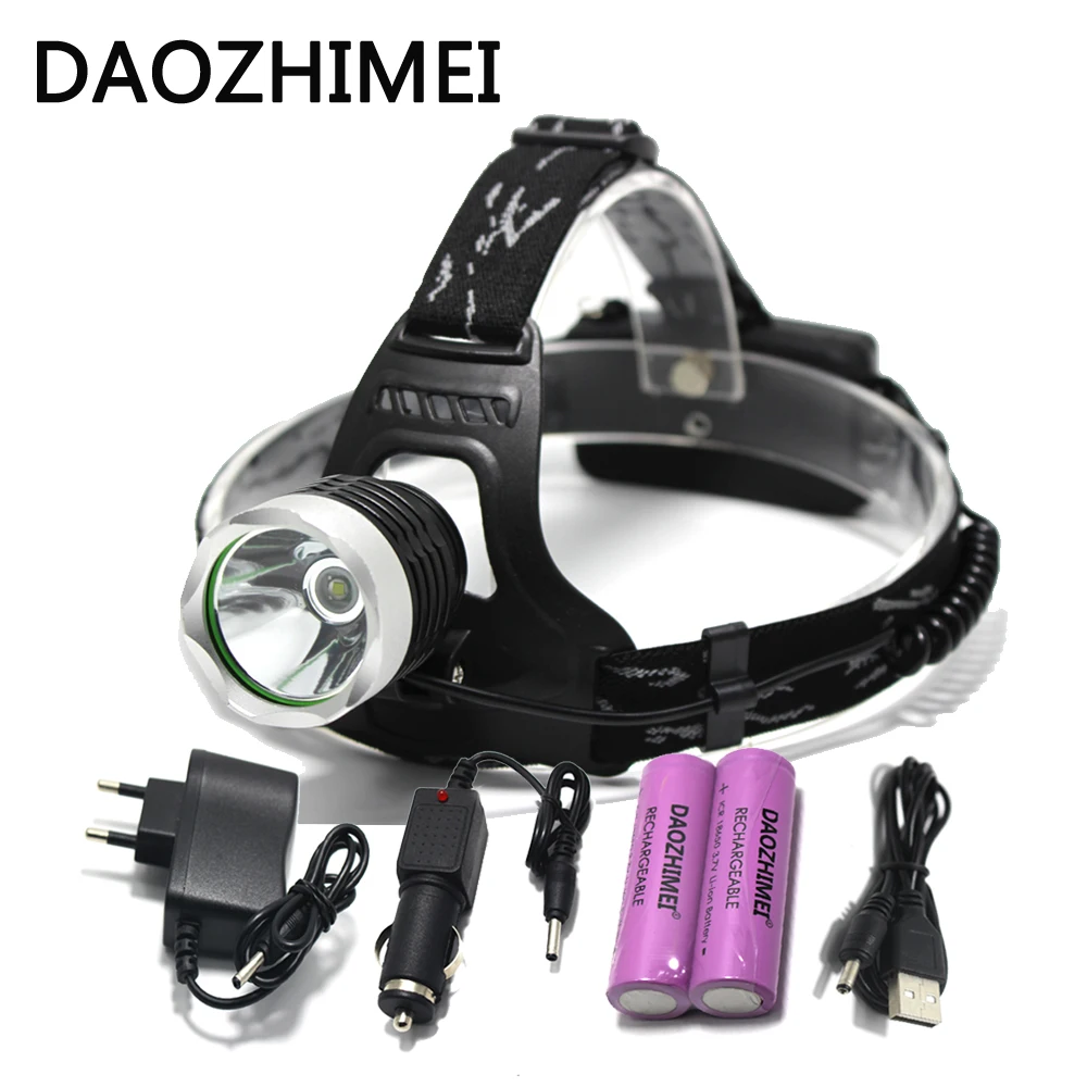 

5000LM LED Headlight XML-T6 Headlamp Waterproof 3 Modes Rechargeable Head lamp Light Flashlight Torch +2 x 18650 battery+Charger