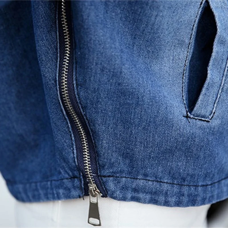 

New Women Denim Jacket 2020 Spring Autumn Korean Loose Casual Basic Coat Womens Zipper Hooded Navy Blue Jeans Jackets Coats A489