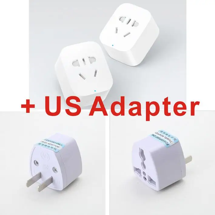 add US adapter Xiaomi Mijia, умная розетка, Wi-Fi версия, беспроводной пульт дистанционного управления, адаптер питания, ВКЛ./ВЫКЛ., с управлением через приложение для телефона - Цвет: add US adapter
