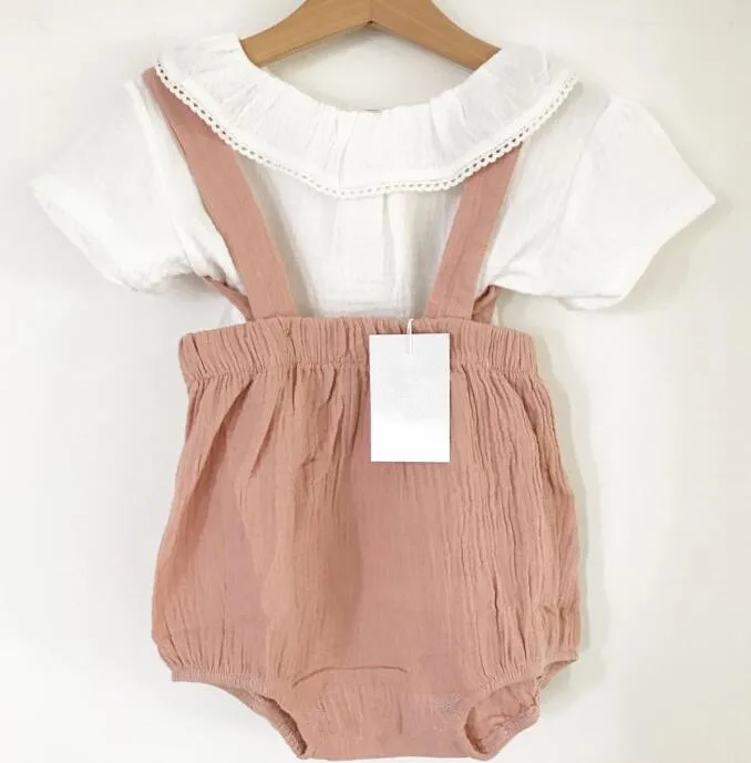 Ins/Лидер продаж летний льняной комбинезон для маленьких девочек | Детская одежда
