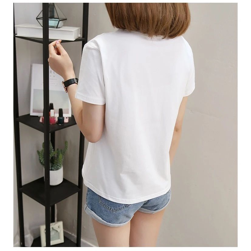 New Women T Shirt Cartoon Fawn O-Neck Tops Tees Summer Female T-Shirt Deer Print Fashion Ladies Funny Clothes Plus Size M-5XL | Женская