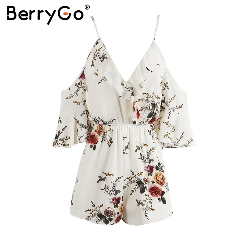 Женский комбинезон с принтом BerryGo Короткий Повседневный пляжный глубоким