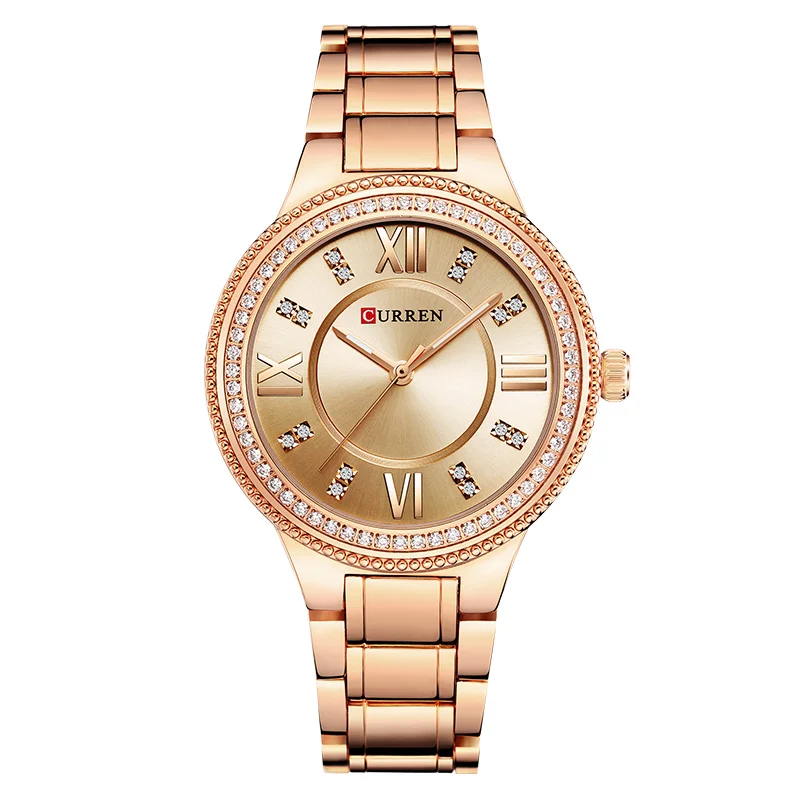 Rose Gold Gold Curren Для женщин часы Элитный бренд Модные Повседневное женские часы кварцевые Для женщин Часы Reloj Mujer Relogio feminino Montre Femme - Цвет: Rose Gold Gold