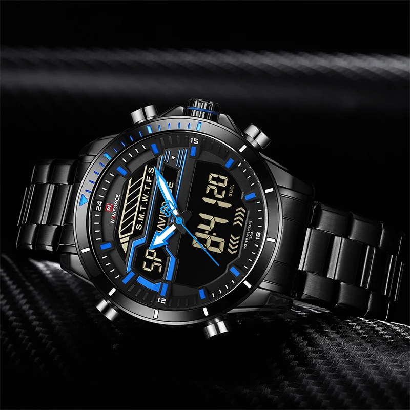 Часы для мужчин NAVIFORCE модные спортивные часы мужские водонепроницаемые