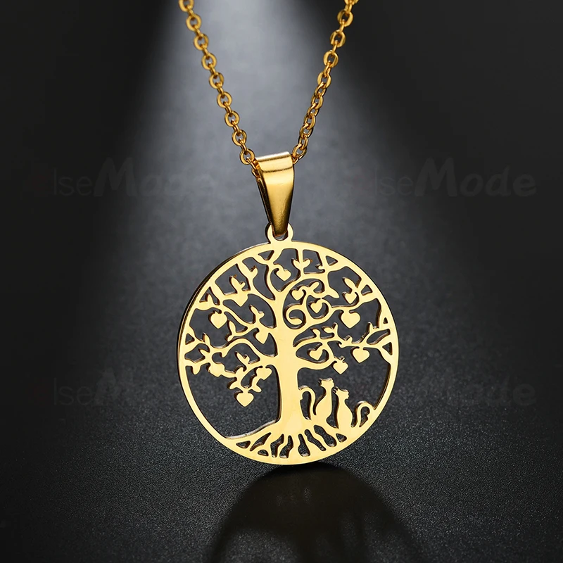 Ожерелье ELSEMODE с подвеской Древо жизни для женщин колье из нержавеющей стали и