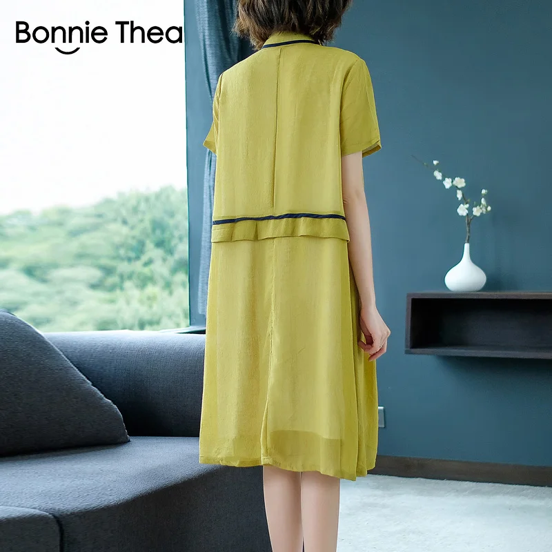 Женское платье с коротким рукавом Bonnie Thea однотонное большого размера для