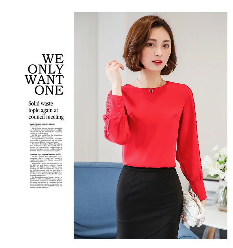 Spring Women Chiffon Blouse Long Sleeve Lace Shirt Hollow Out Blouses Tops Summer Sexy Slim Solid Blusa de Renda Feminina
