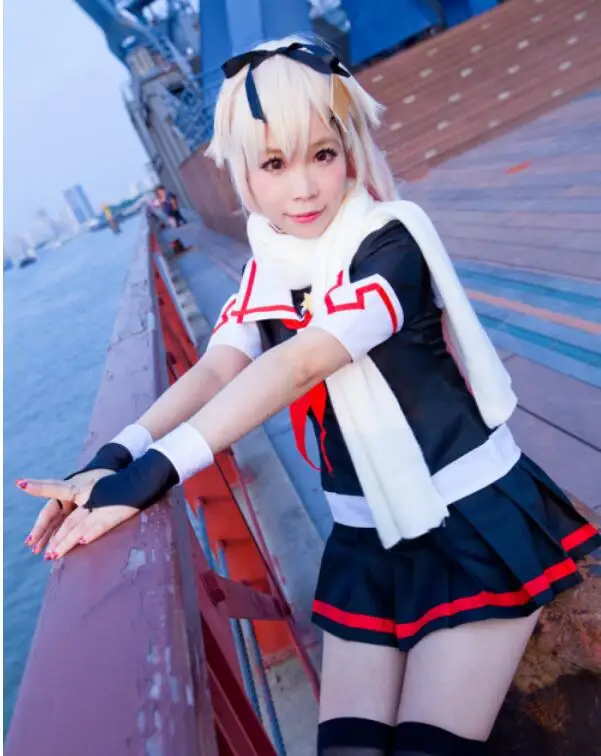 Sega Kantai Collection kanклей Shimakaze Косплей yuudachi костюм матросское платье на заказ |