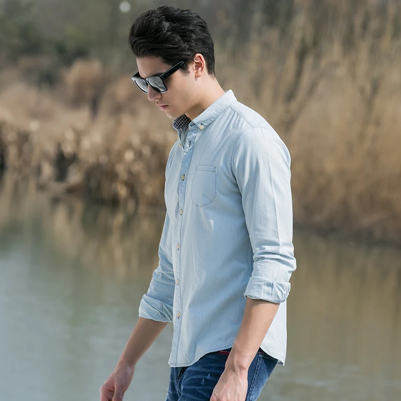 Рубашка Pioneer Camp мужская с длинным рукавом модная сорочка slim fit в повседневном
