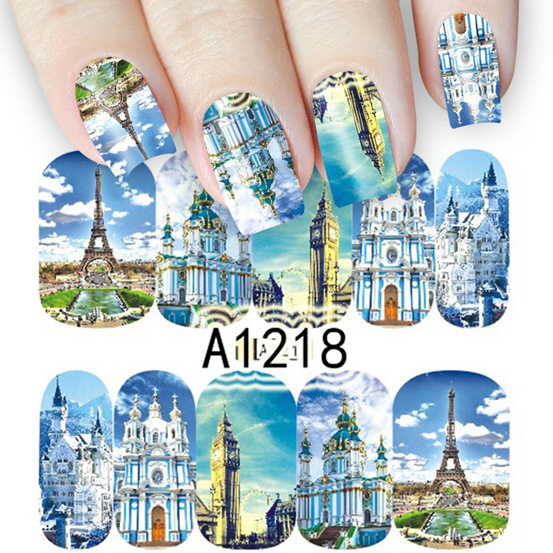 Наклейки для ногтей в европейском стиле с изображением неба Эйфелевой башни