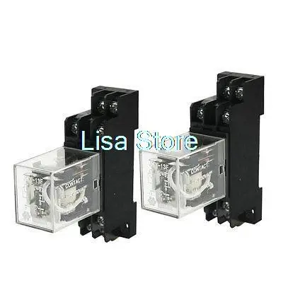 

2 Pcs 35mm Din Rail Socket DC 12V Coil Voltage DPDT Electromagnetic Relay 10A