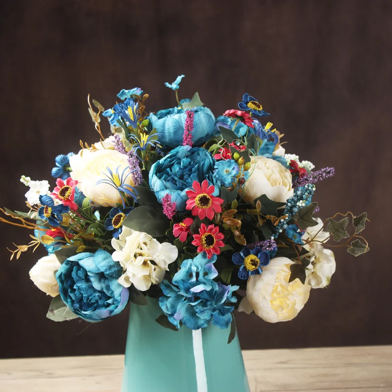 Европейский Шелковый Пион корейский искусственный В горшке керамическая ваза