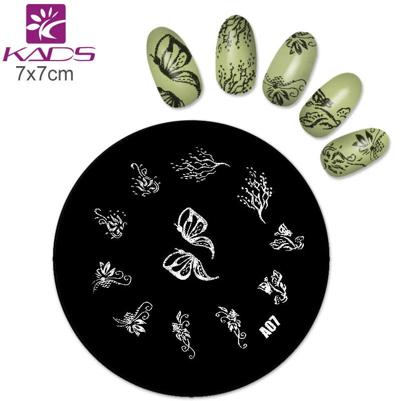 KADS A07 Искусства Ногтя Штамповка Плиты Изображения Круглый Нержавеющей Стали