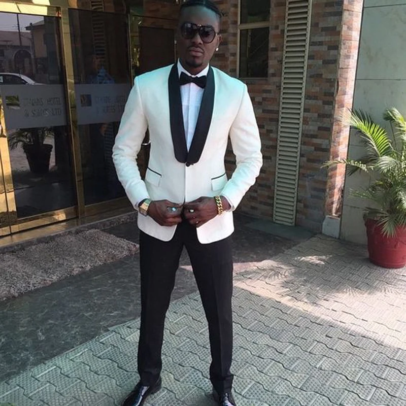 

HB046 White Mens Suits Groom Tuxedos Groomsmen Wedding Party Dinner Best Man Suits Blazer Smart Tailor (Jacket+Pants+Bow Tie)