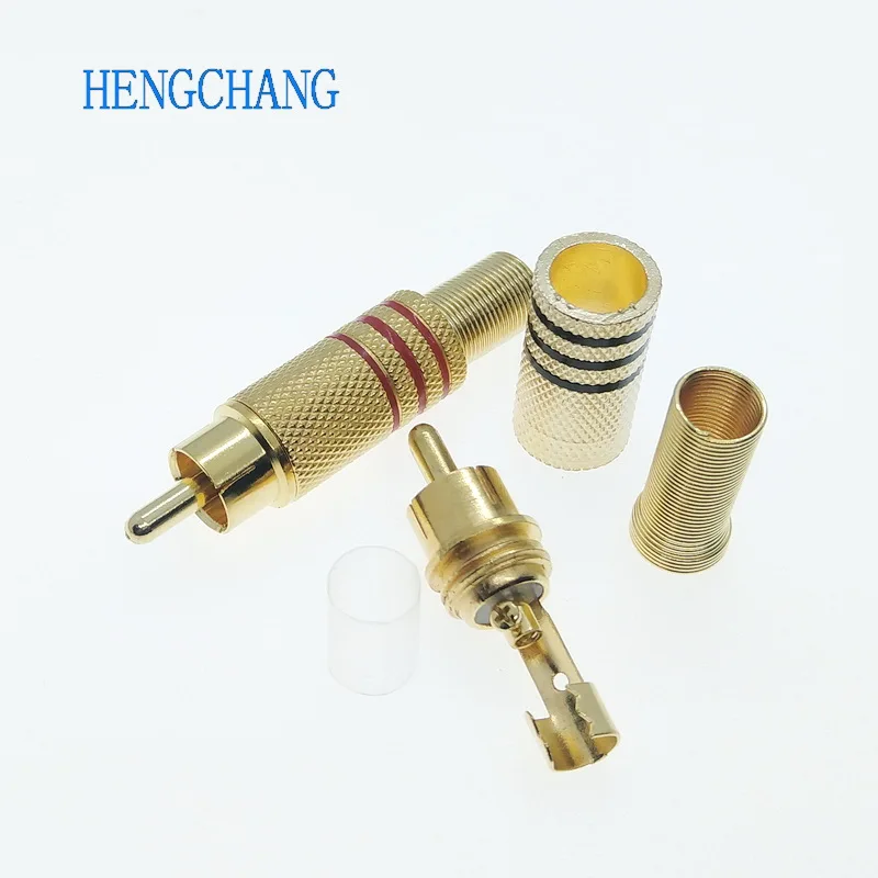 10Pcs Gold Plated weldless RCA Plug for Audio video Male Connector With Spring Cable Protector | Электроника