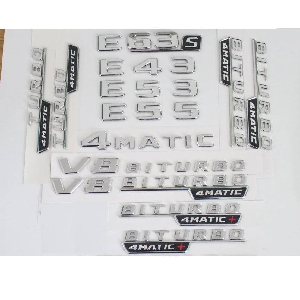 Хромированная Эмблема для багажника Mercedes Benz E43 E63 E55 E63s AMG V8 BITURBO 4matic|badge emblem|rear