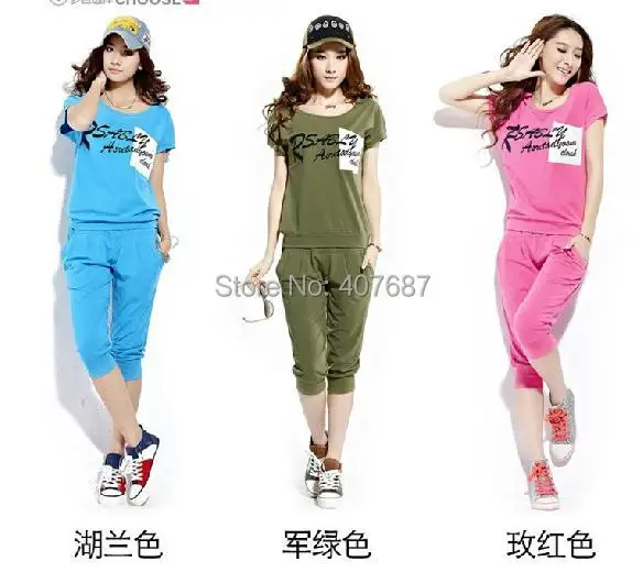 Sport suit for women the new summer 2014 ms han edition short sleeve T-shirt leisure sportswear of 7 minutes pants | Женская одежда