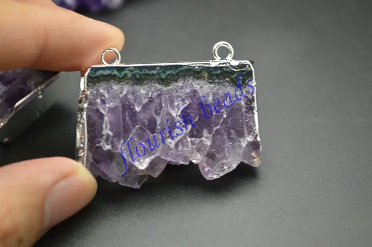 High Quality Natural Druzy Amethyst Square Slice Two Loops Pendants Fashion Jewelry Supplies | Украшения и аксессуары