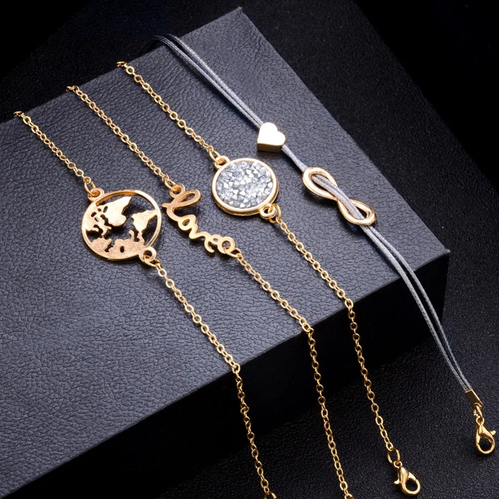 Элегантные серые браслеты с бусинами богемная творческая карта мира черепаха