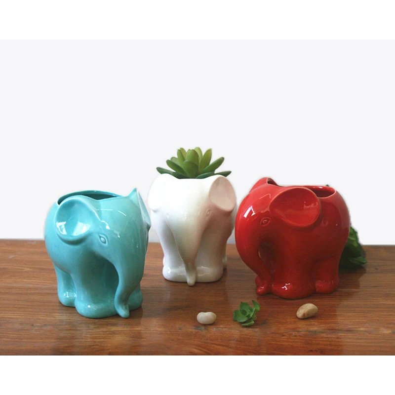 1 шт. миниатюрный керамический горшок в виде слона для суккулентов|ceramic planter|white