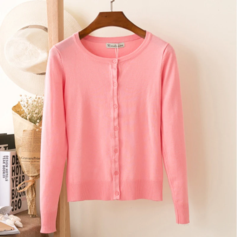 

2019 Korean version Knitwear Coat Cardigan Female Spring Long sleeve Single-breasted Short Knitted coat cc263