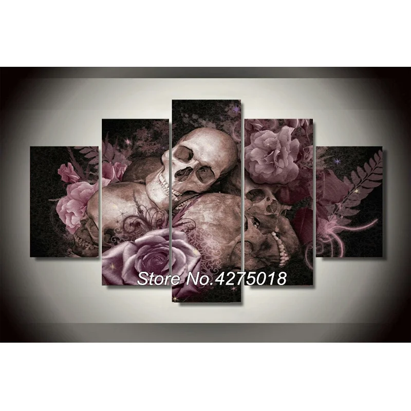 

DIY Diamond Painting Cross Stitch Kit Full Diamond Embroidery 5D Square Diamond Mosaic Home Decor Rose skull 5pcs ML003