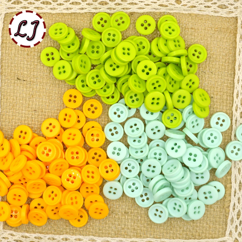 100 шт./лот маленькие смоляные пуговицы круглые четыре отверстия 10 мм пришитые на