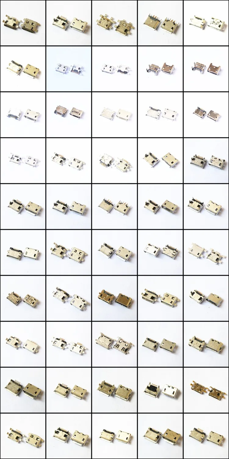 500pcs / 50 Models Micro USB Charging Jack Plug Socket Port Connector for Lenovo Huawei ZTE HTC Samsung