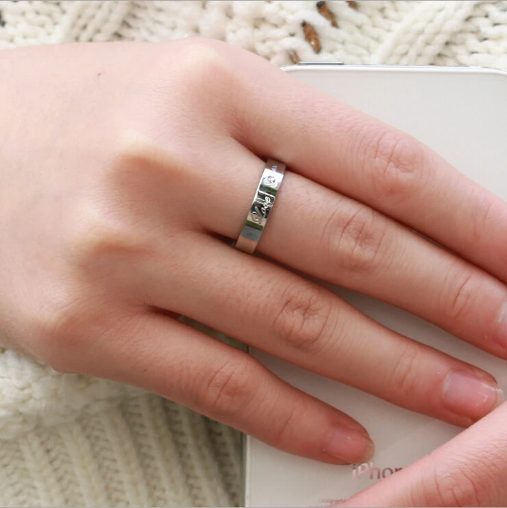 Мода горный хрусталь замок любви кольцо Титановая сталь обручальное для пары